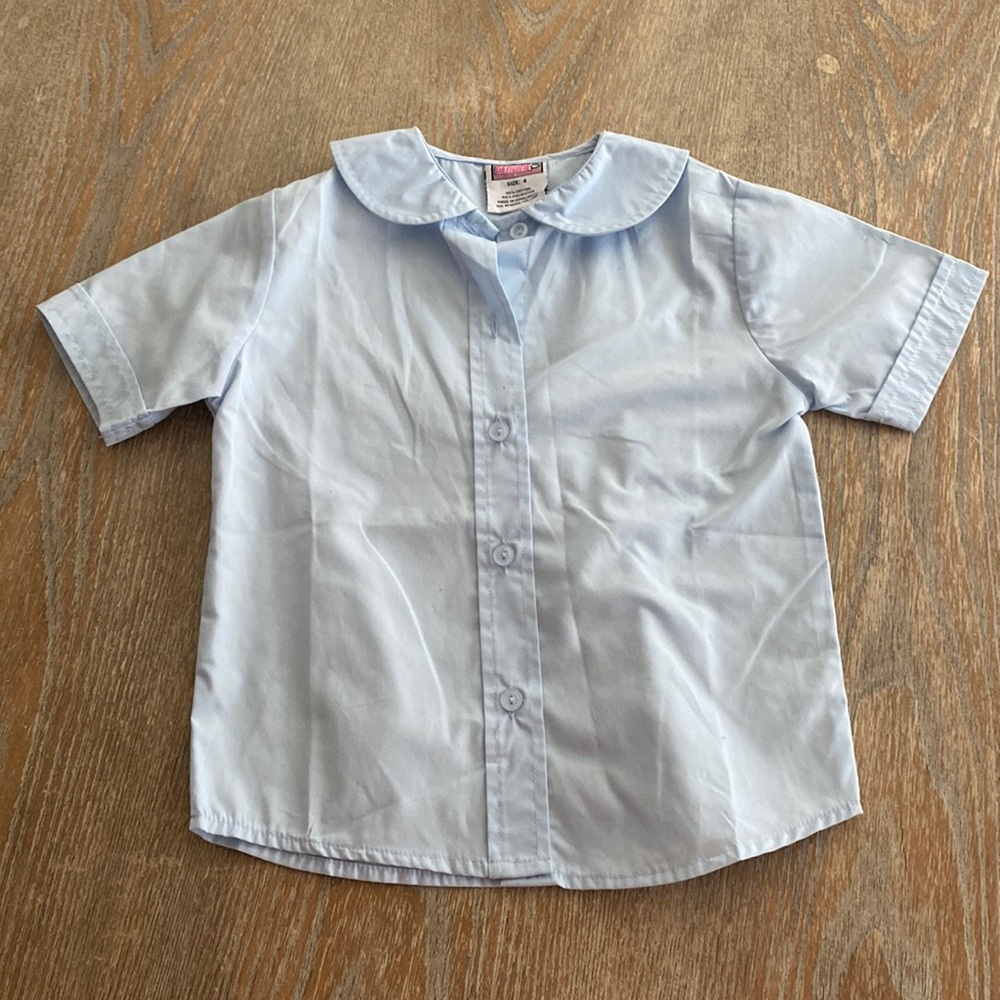 Genuine school uniform light blue Peter Pan collar button down shirt sz 4